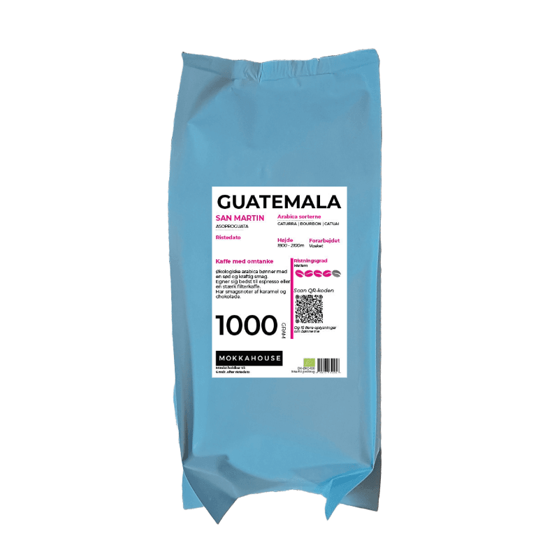 Billede af en 1kg pose af Guatemala kaffebønner