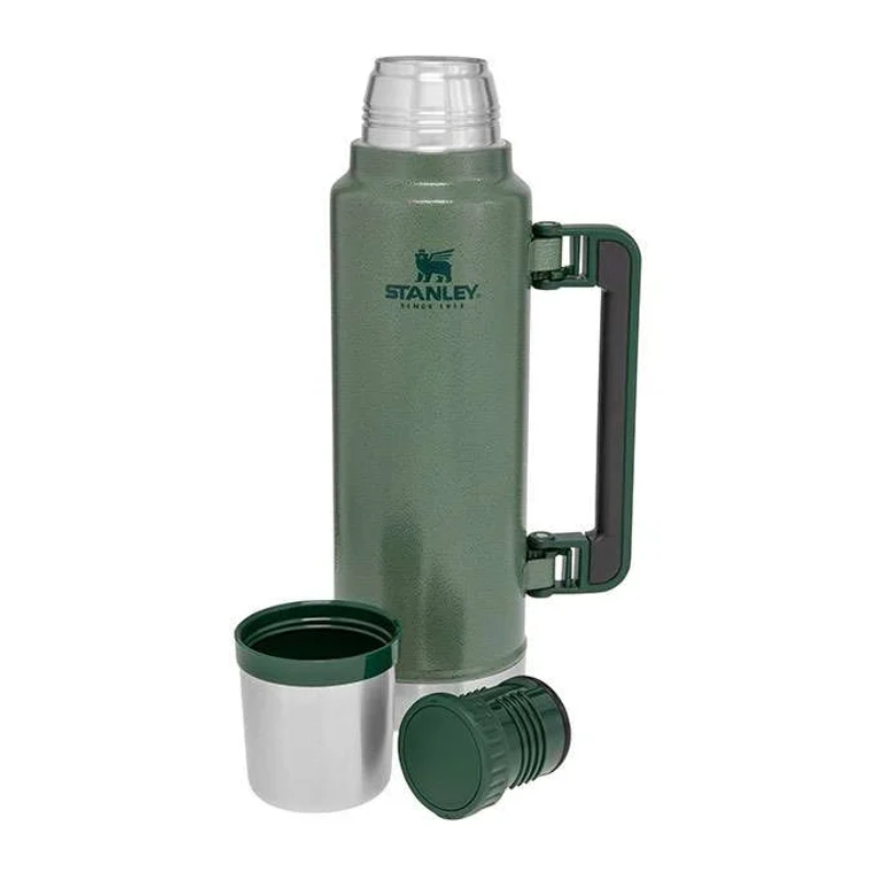 Stanley Classic grøn termokande 1,4L skilt ad i 3 dele.