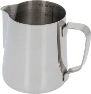 Lille stål mælkekande, med måleenheder indeni