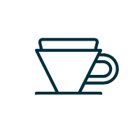 Stregtegning af en hario dripper med kaffe i