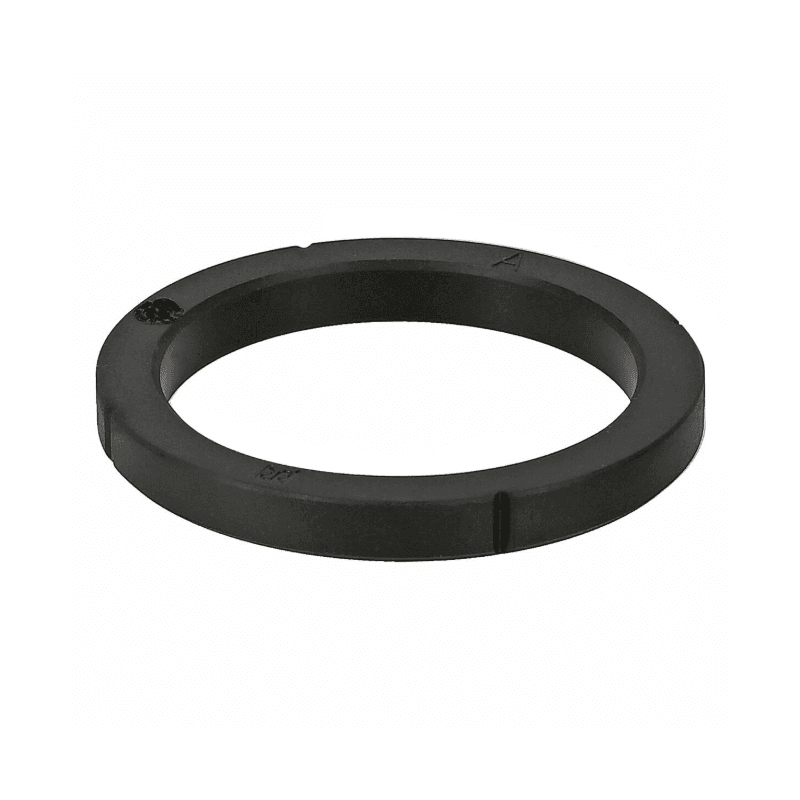 Sort gruppepakning til Rancilio Silvia espressomaskine, vist mod hvid baggrund.