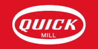 Quick Mills logo på rød baggrund