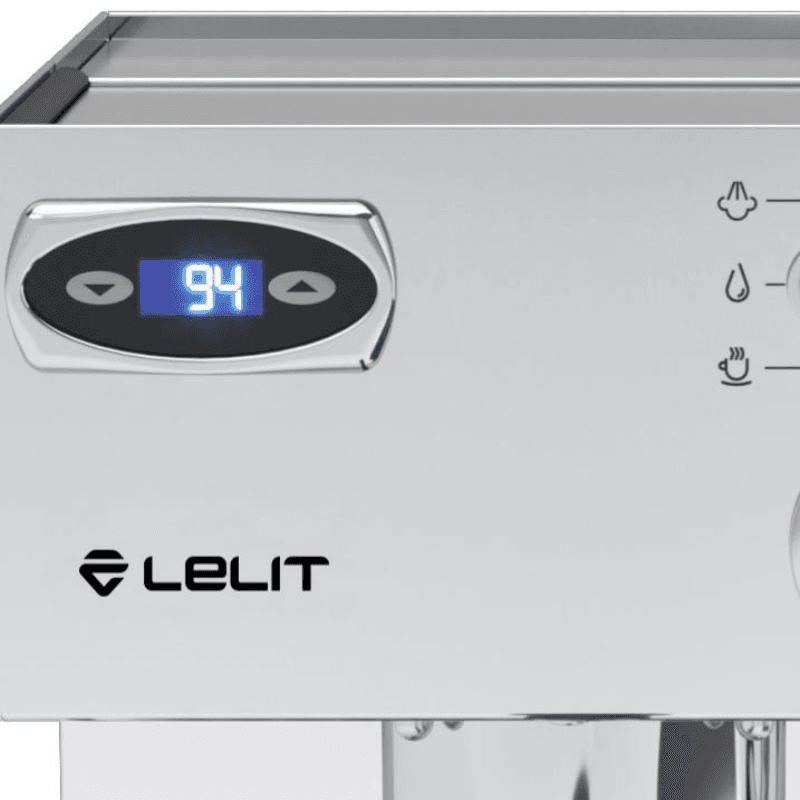 Nærbillede af digitalt PID-display på Lelit Anna espressomaskine.