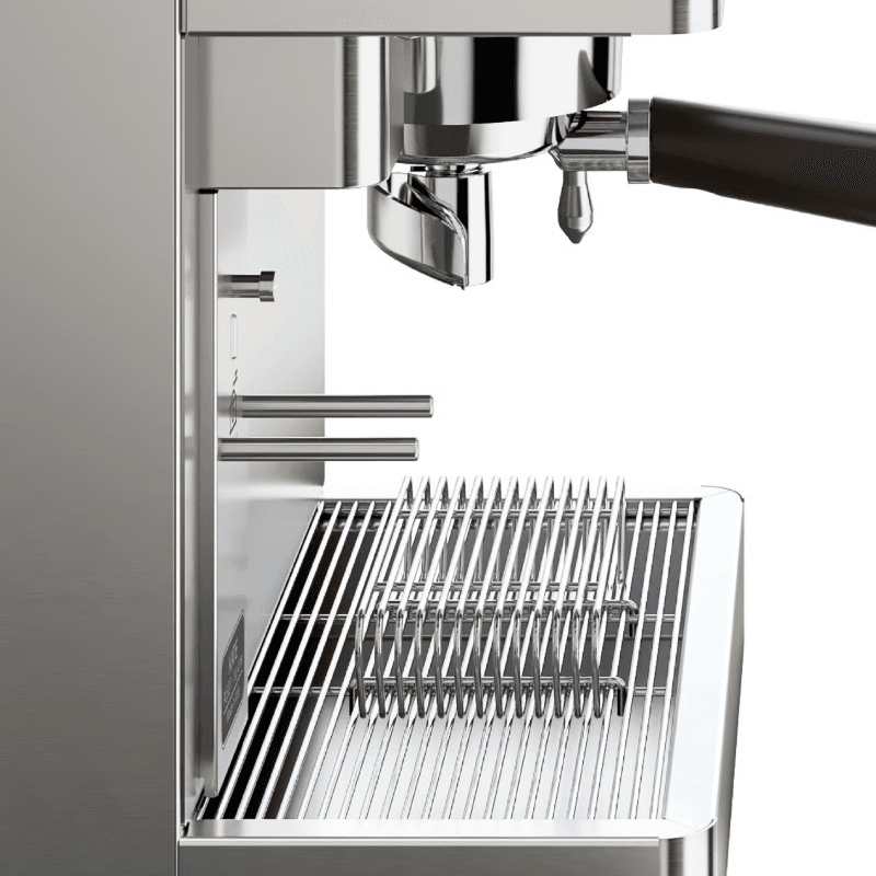 Drypbakke og bryggeområde på Lelit Kate med justerbar rist.