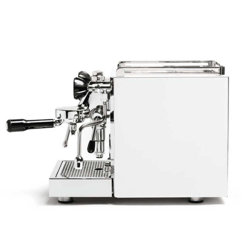 Quick Mill Rubino Plus espressomaskine i rustfrit stål set fra siden.