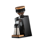 Eureka Single Dose Pro 65 kaffekværn i sort med single dose hopper, trædetaljer og doseringskop.