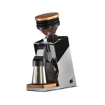 Eureka Single Dose Pro 65 kaffekværn i krom med doseringskop, single dose hopper og trædetaljer.